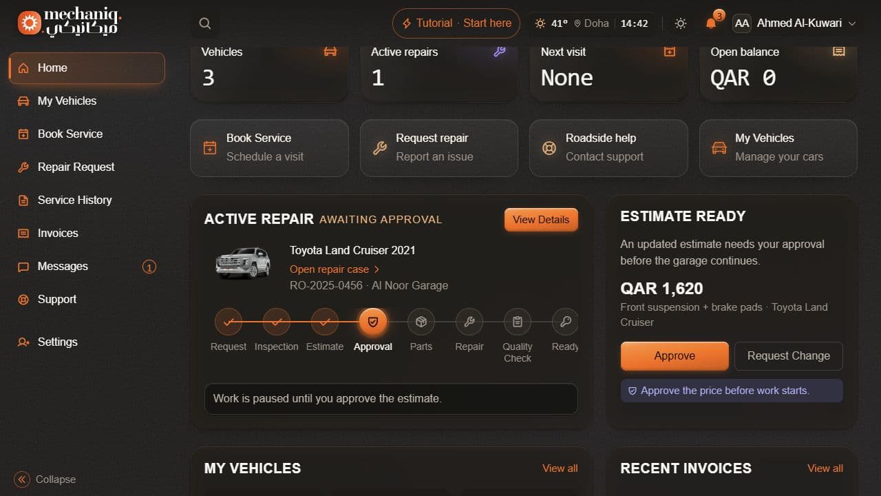 Car owner demonstration dashboard