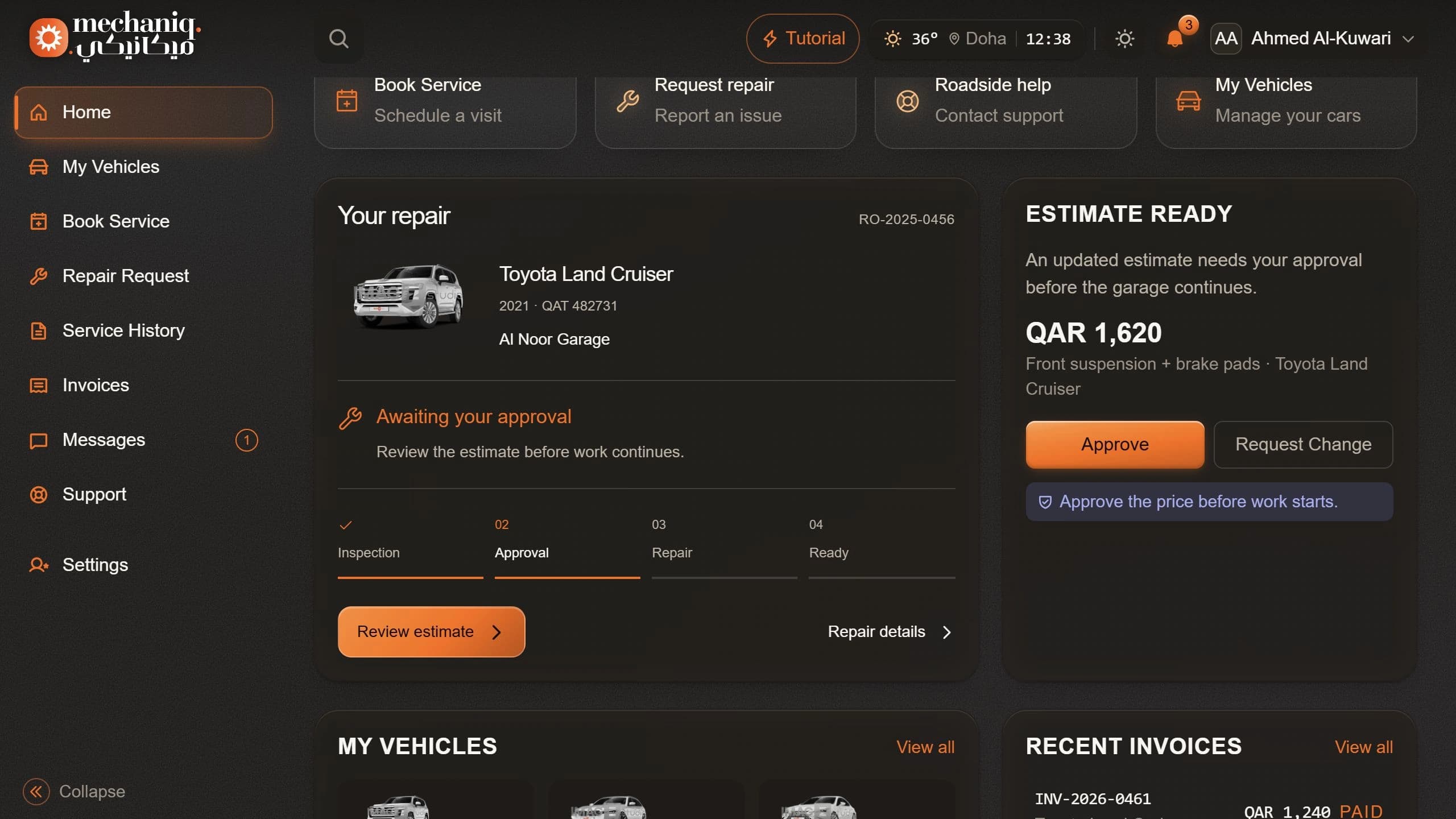Car owner demonstration dashboard
