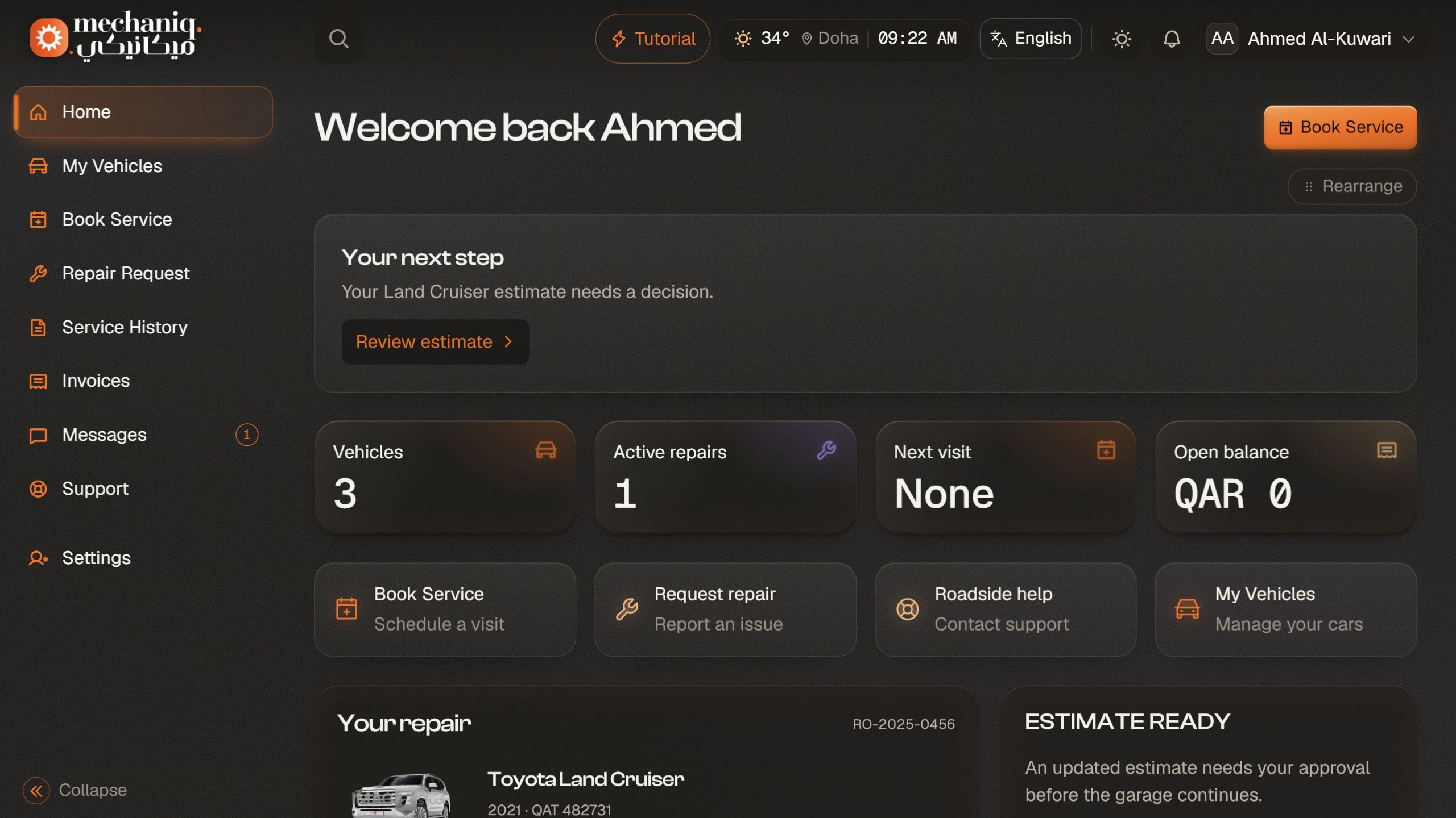 Car owner demonstration dashboard