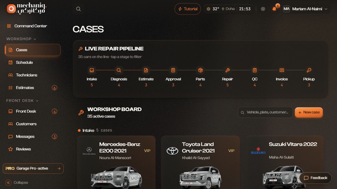 Repair cases — sample data
