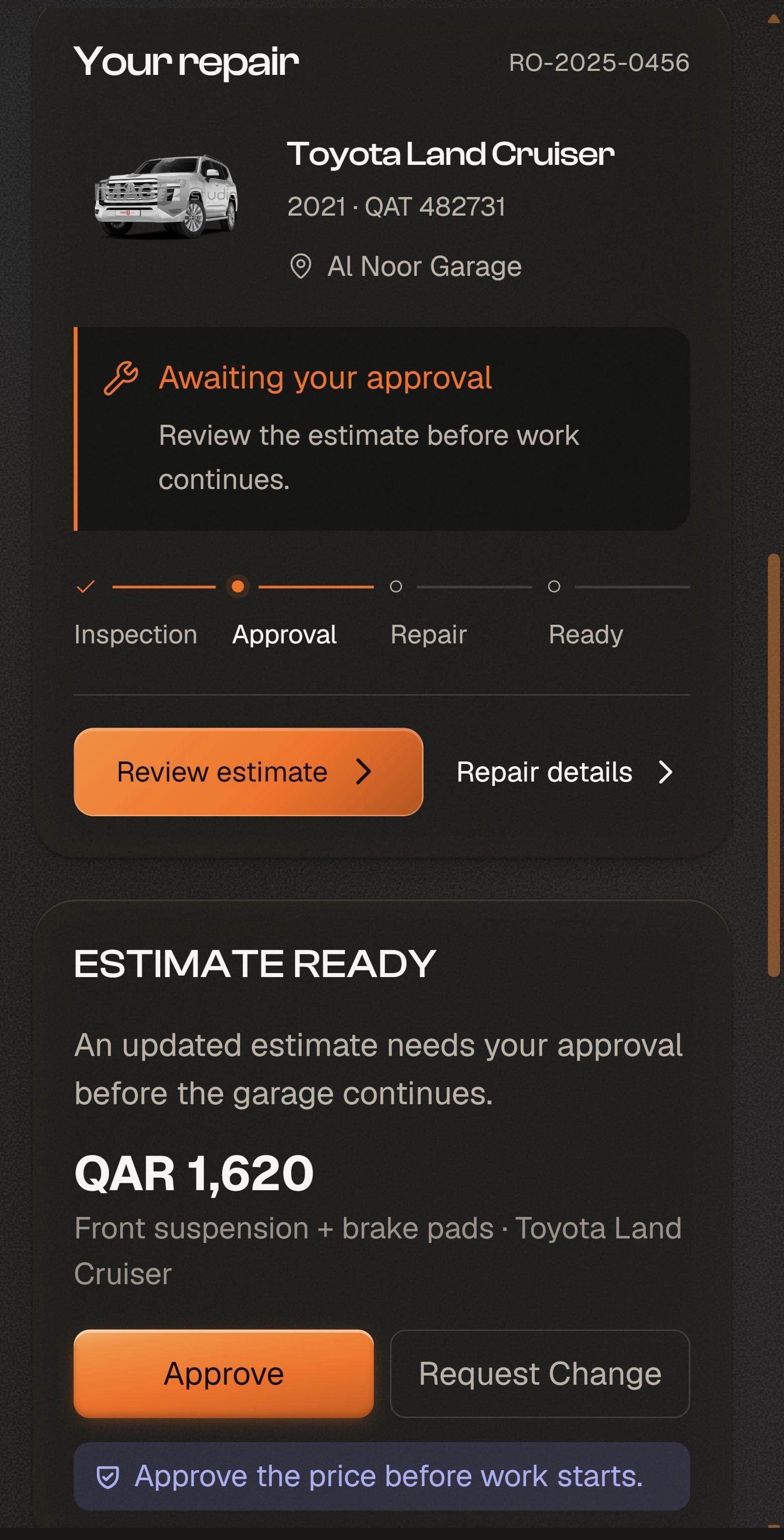 Your car — actual Mechaniq mobile demo screen