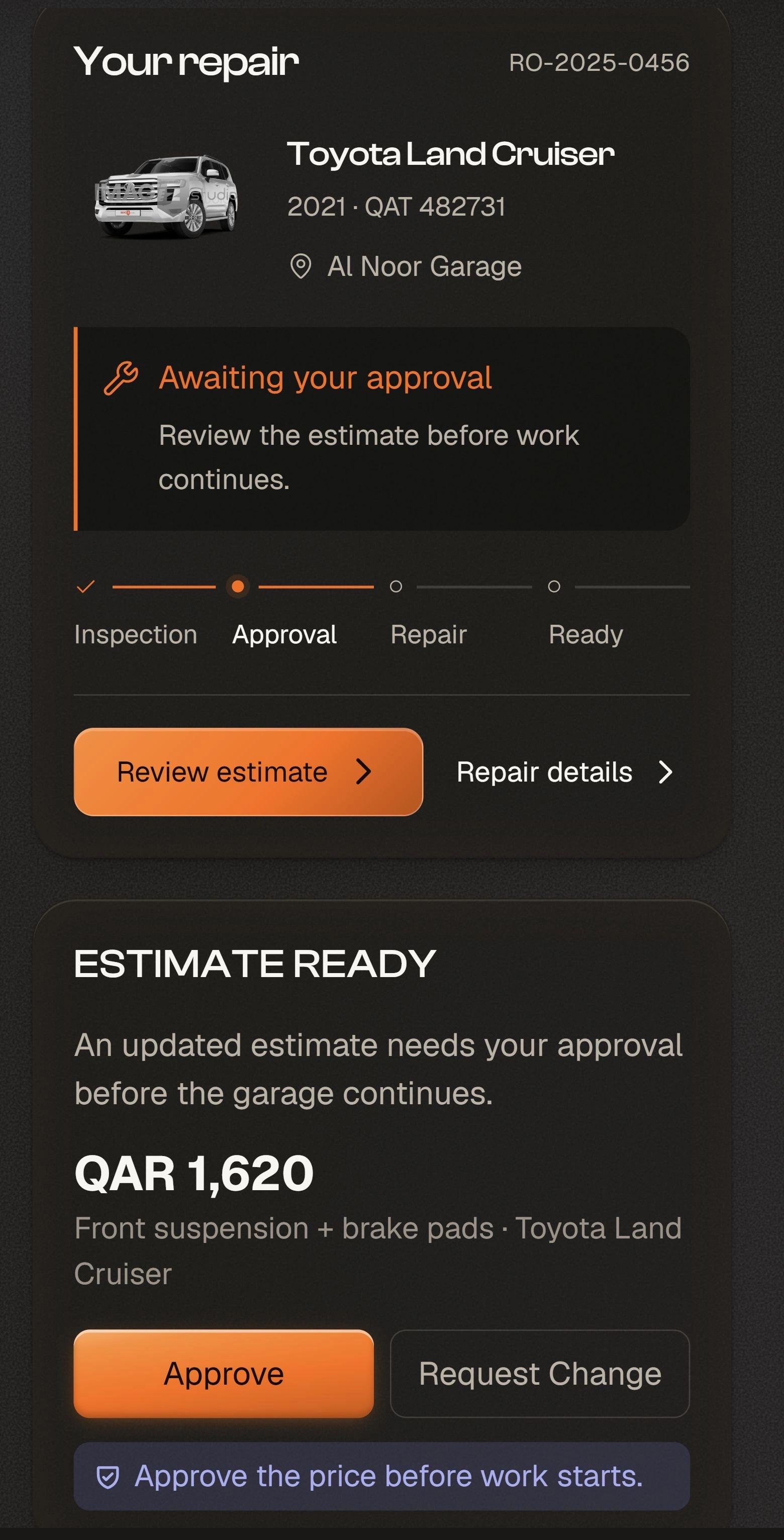 Your car — actual Mechaniq mobile demo screen