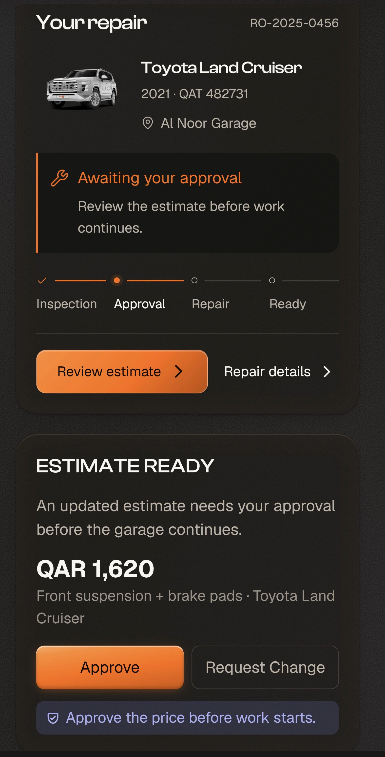 Your car — actual Mechaniq mobile demo screen